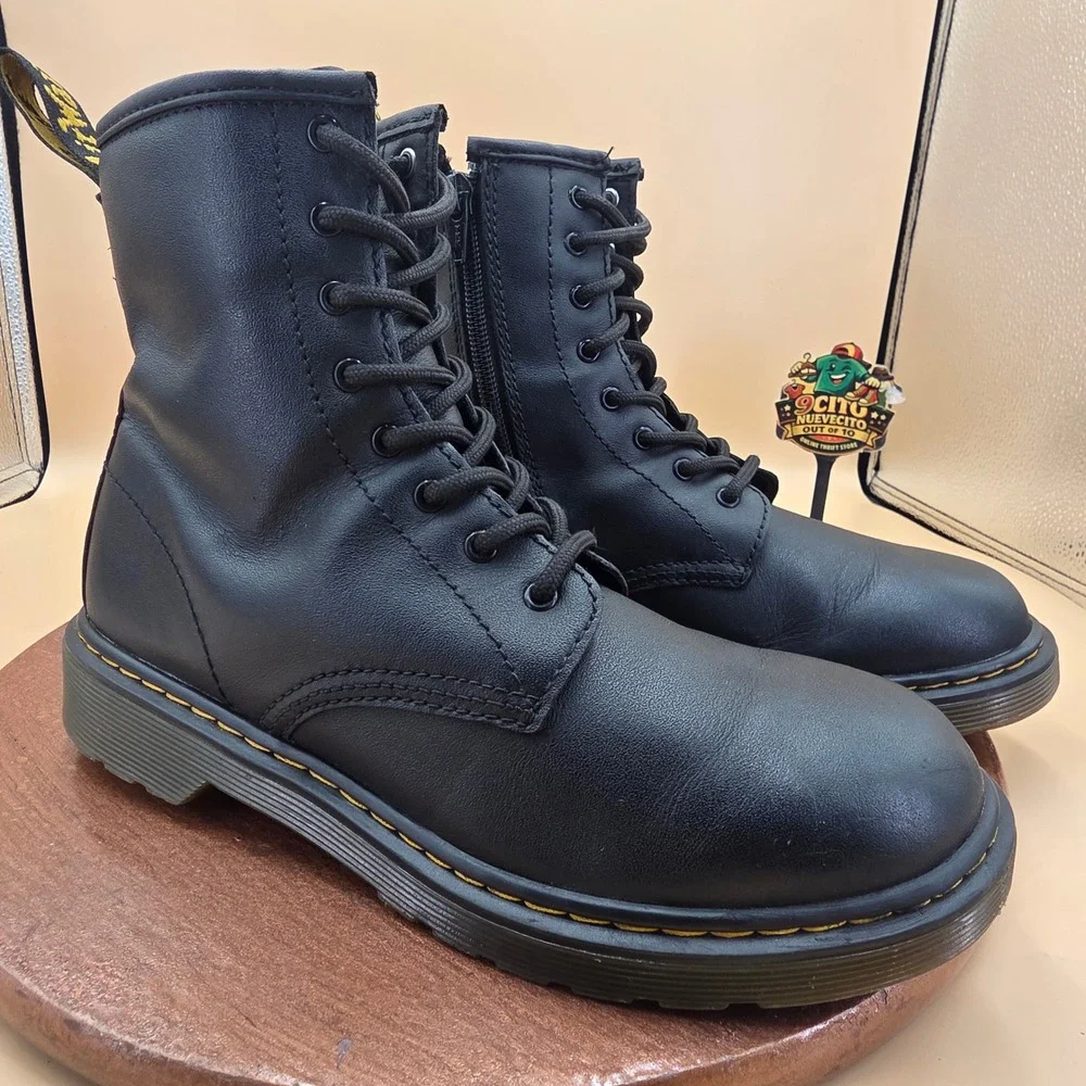 Dr. Martens 1460Y Delaney Black Leather Side Zip Boots Junior 5M 6L EU 37